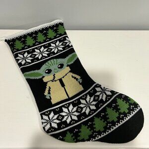 Star Wars Grogu Knit Christmas Stocking Mandalorian Green White Target